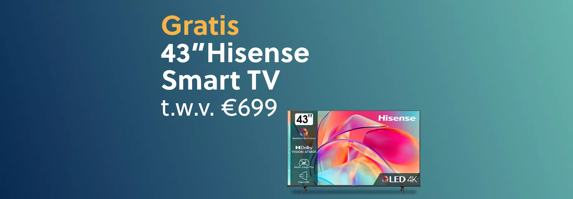Hisense 43 inch Smart TV cadeau via Meervoordeel bij Ziggo