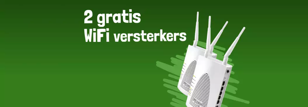 Twee gratis WiFi-versterkers t.w.v. 336 euro cadeau bij Budget Thuis internet en tv