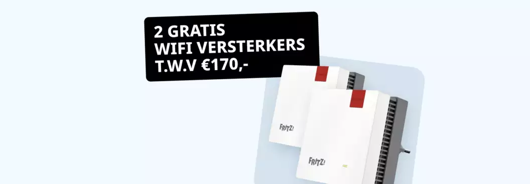 Twee gratis WiFi-versterkers t.w.v. 209 euro cadeau bij Solcon glasvezel en tv